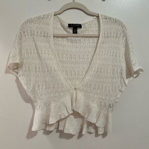 Lauren: Ralph Lauren Women’s White Crocheted Cardigan